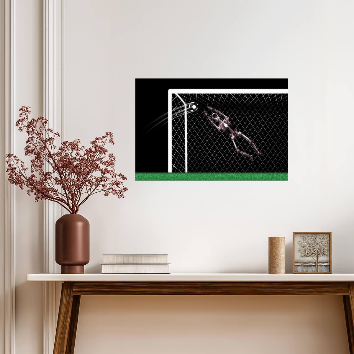Skeleton Soccer Goalie | X-Ray Style Sports Art | Funny Soccer Poster - Sports Poster