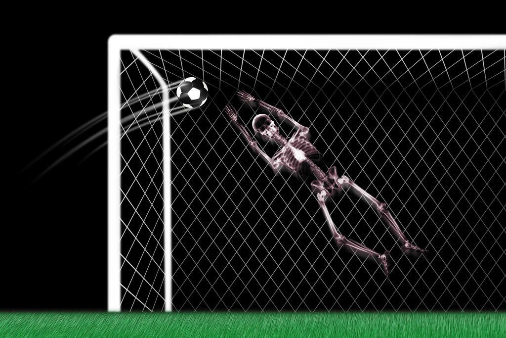 Skeleton Soccer Goalie | X-Ray Style Sports Art | Funny Soccer Poster - Sports Poster