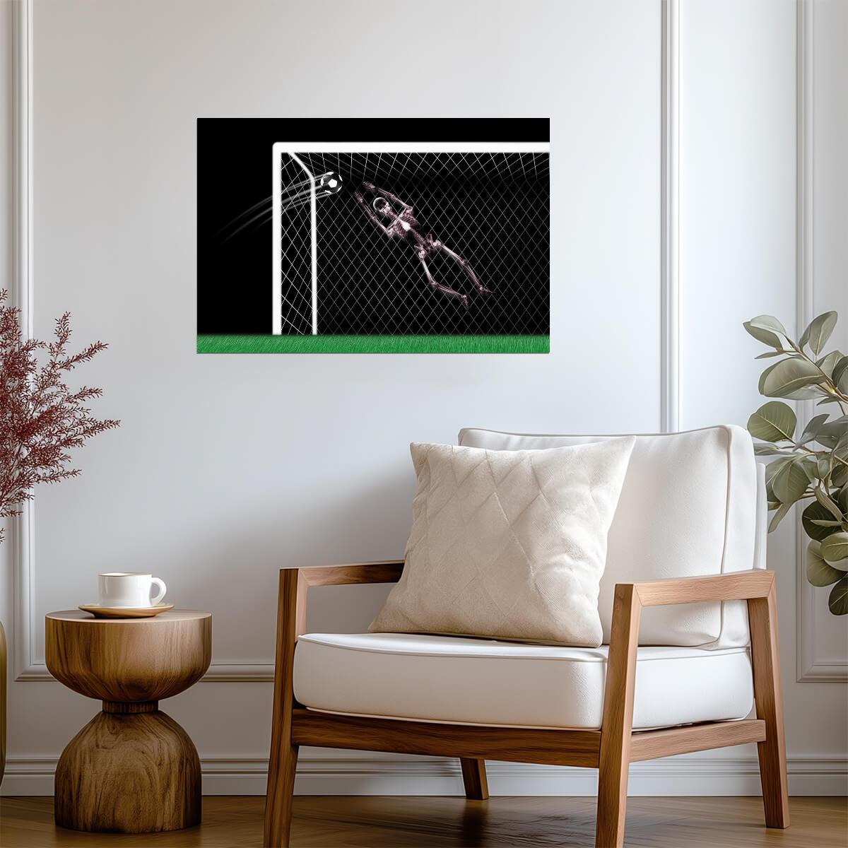 Skeleton Soccer Goalie | X-Ray Style Sports Art | Funny Soccer Poster - Sports Poster