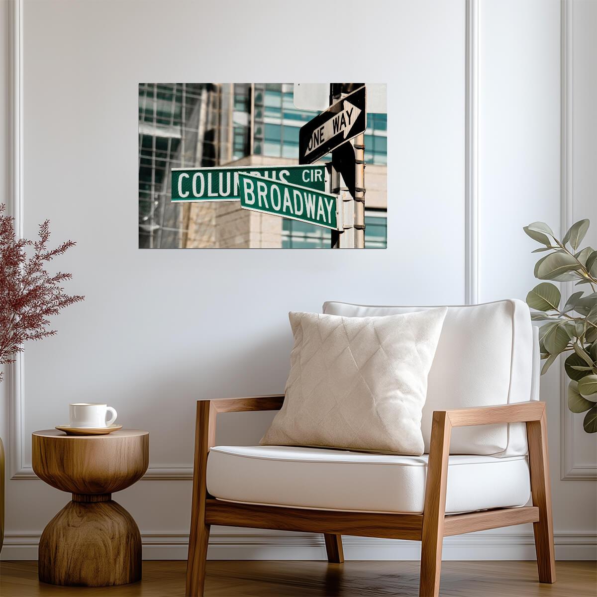 Broadway & Columbus Circle Street Sign Photo | New York City | Manhattan Landmark Poster - Type & Quotes Poster