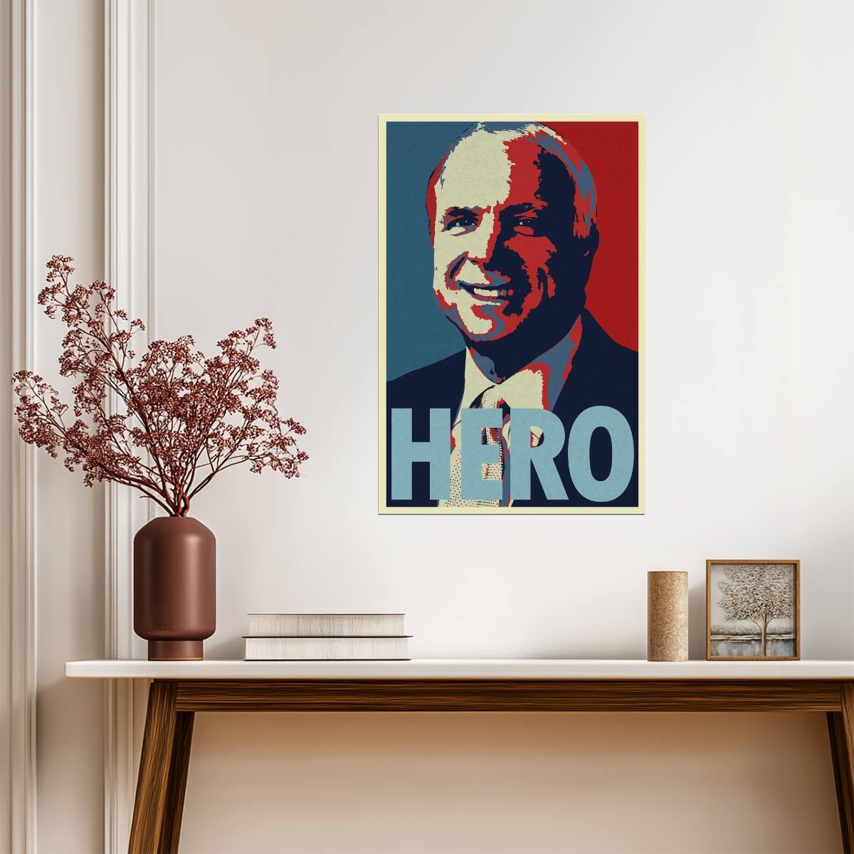 John McCain "Hero" Portrait | Pop Art Style Poster | Political Wall Art - Graphic & Art Poster