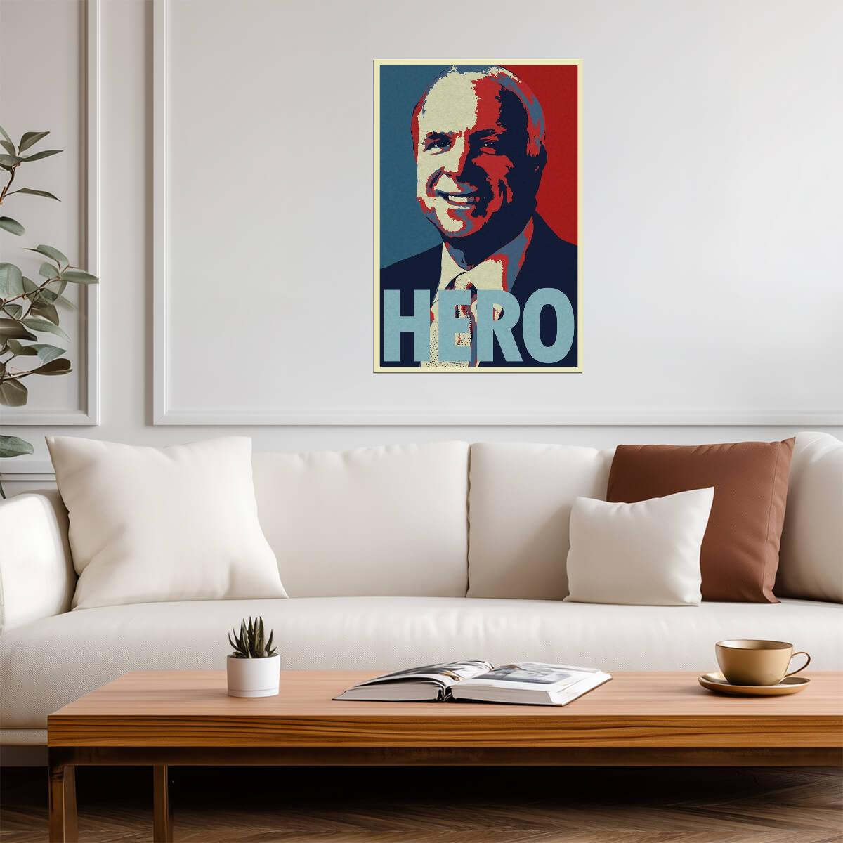 John McCain "Hero" Portrait | Pop Art Style Poster | Political Wall Art - Graphic & Art Poster