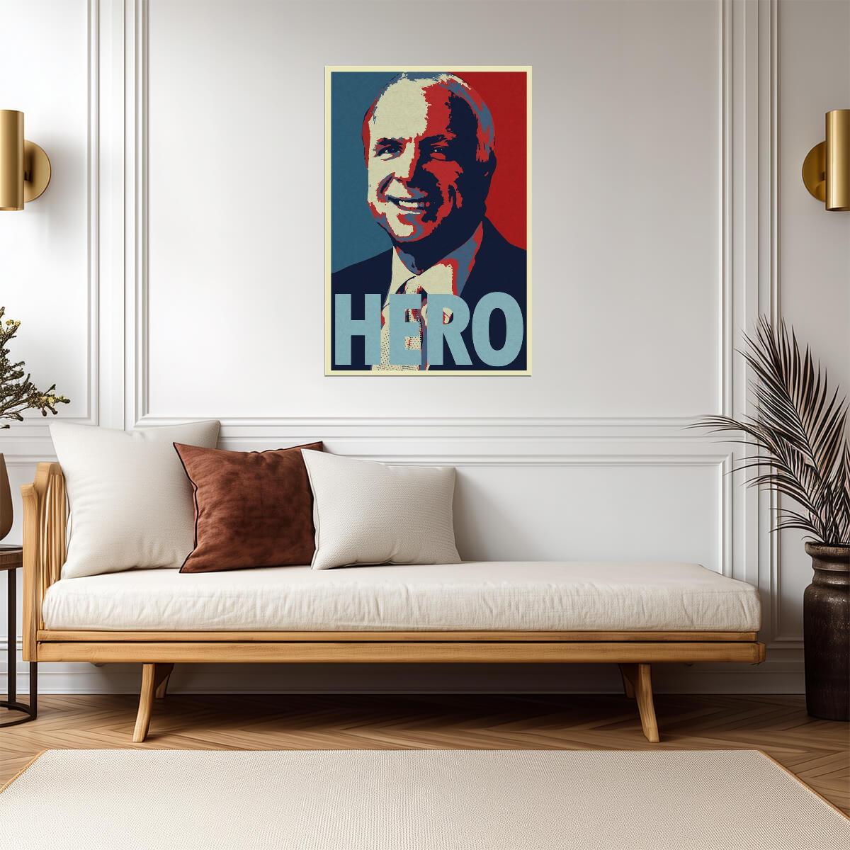 John McCain "Hero" Portrait | Pop Art Style Poster | Political Wall Art - Graphic & Art Poster