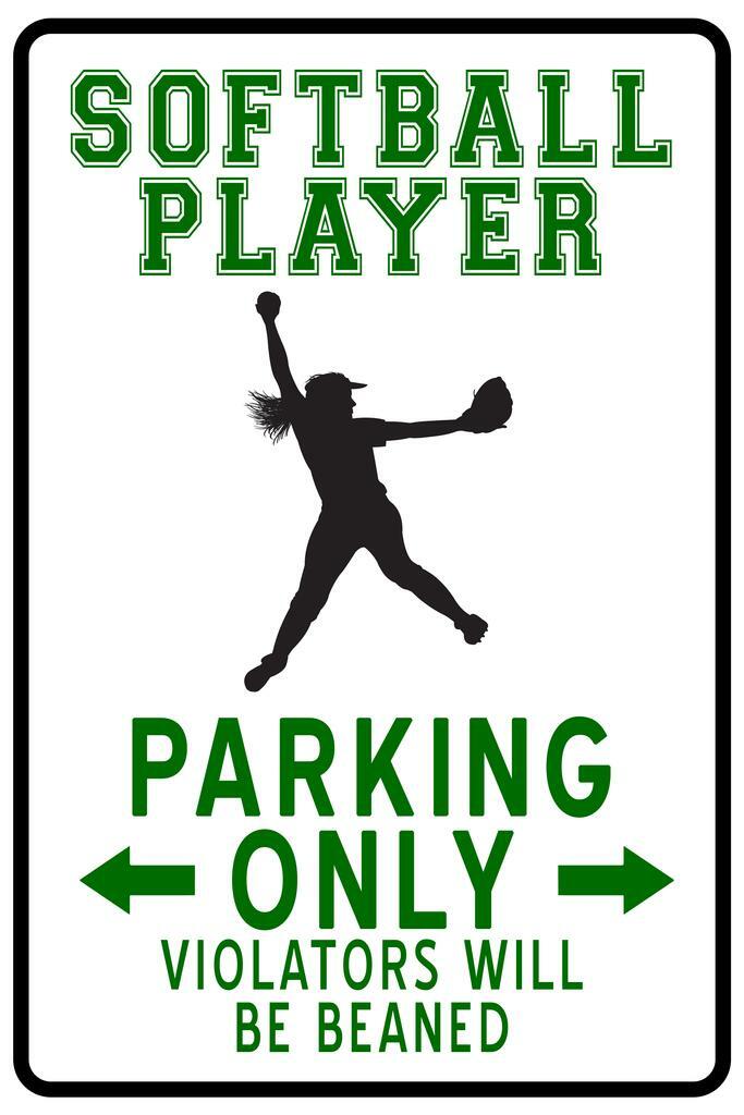 "Softball Pitcher Parking Only" | Funny Sports Sign | Softball Themed Humor Poster - Sports Poster