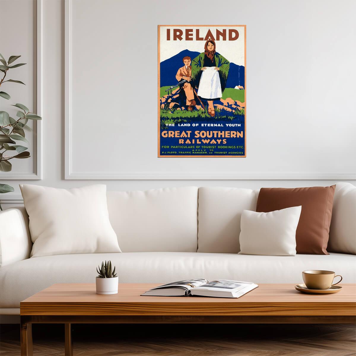 Ireland Vintage Travel Poster | Retro European Destination Art | Irish Landmark Collage - Vintage & Retro Poster