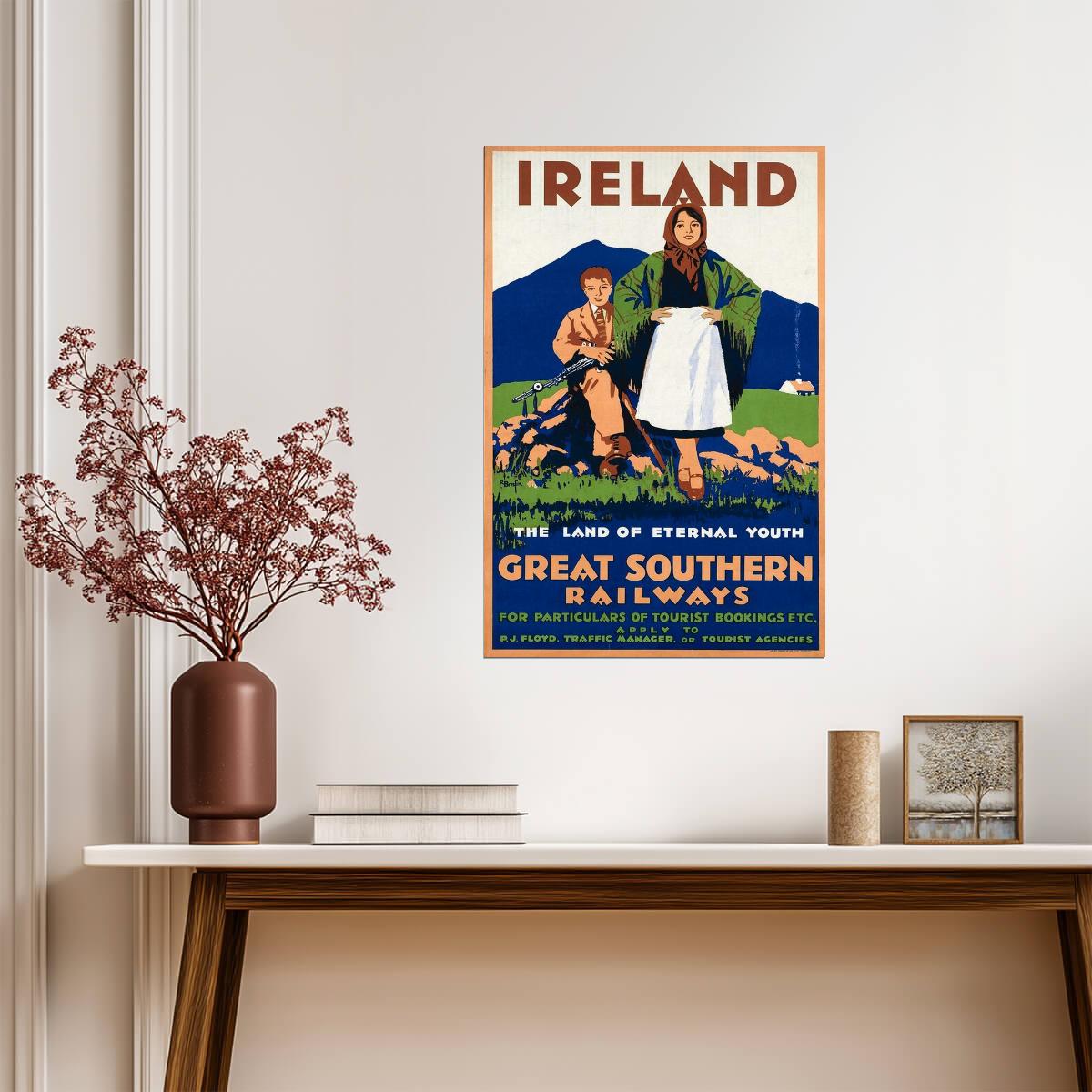 Ireland Vintage Travel Poster | Retro European Destination Art | Irish Landmark Collage - Vintage & Retro Poster