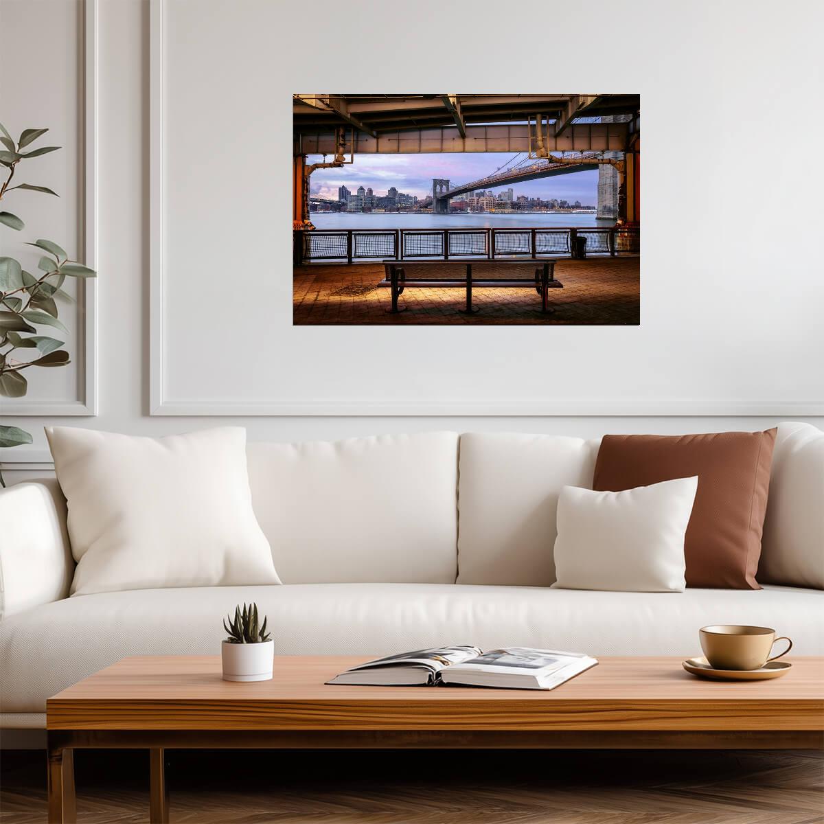New York City from the Brooklyn Bridge | Cityscape Photography | Urban Poster - Photography Poster