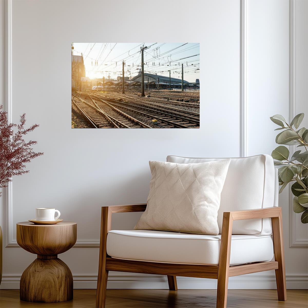 Railroad Tracks at an Abandoned Station | Sunrise Photography | Rustic Wall Art Poster - Photography Poster