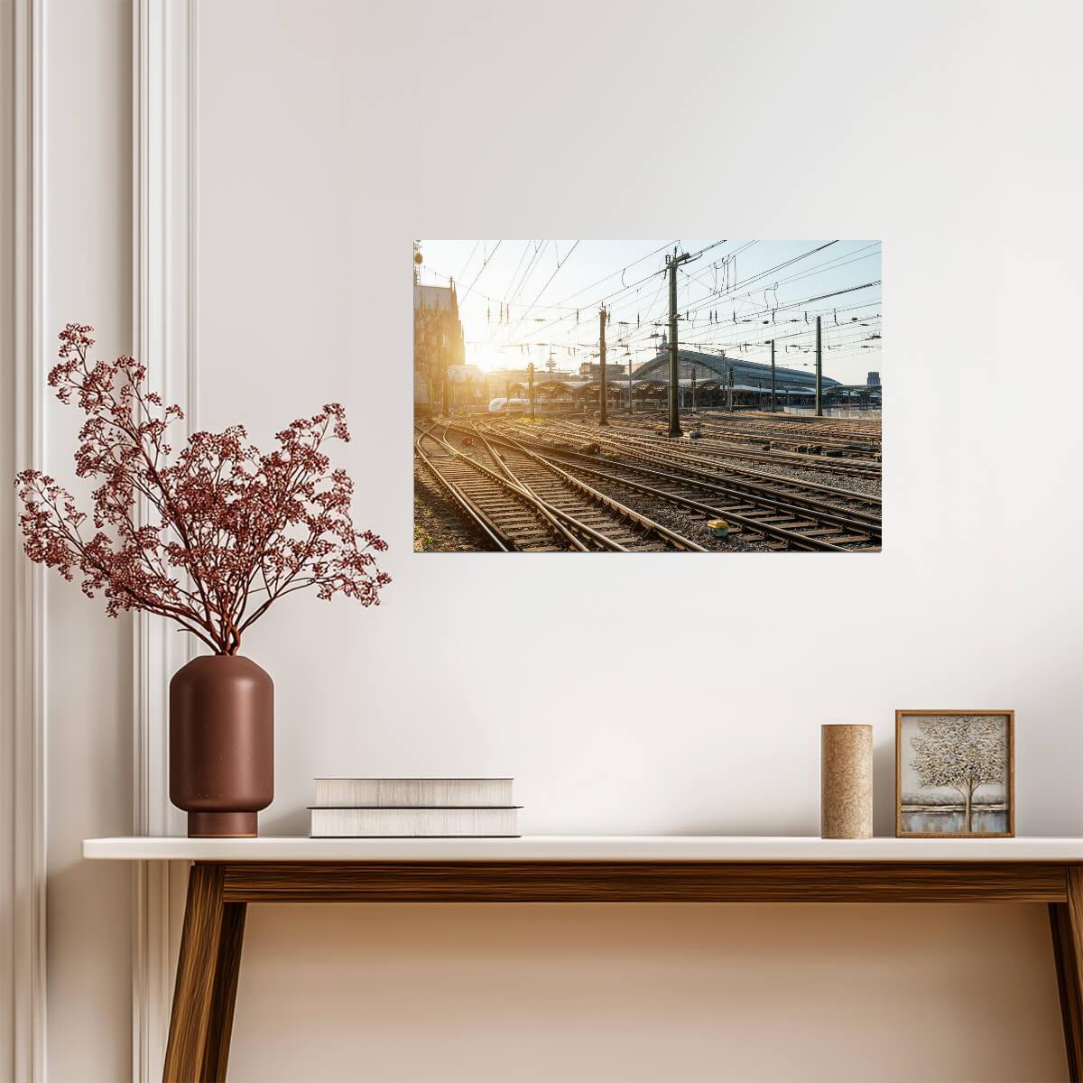 Railroad Tracks at an Abandoned Station | Sunrise Photography | Rustic Wall Art Poster - Photography Poster