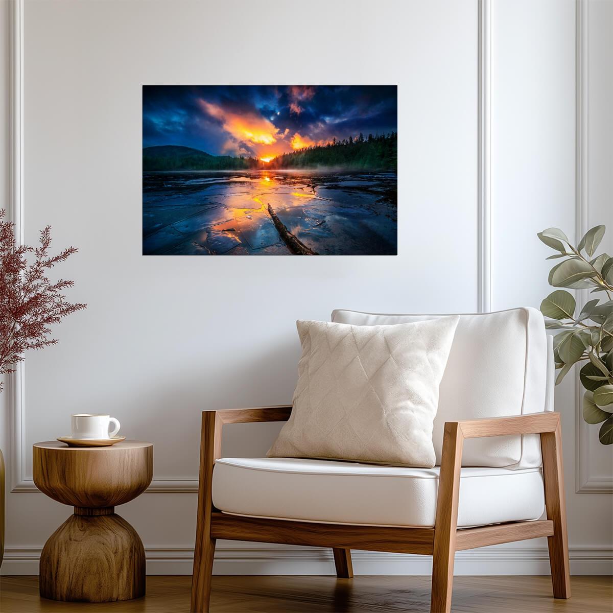Winter Lake Sunset in Ketchikan Alaska | Landscape Photography | Nature Poster - Photography Poster