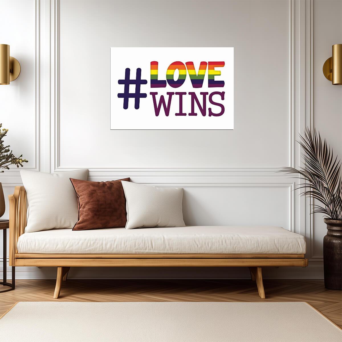 #LoveWins Rainbow Hashtag | Pride & Equality Poster | LGBTQ+ Activism Art - Type & Quotes Poster
