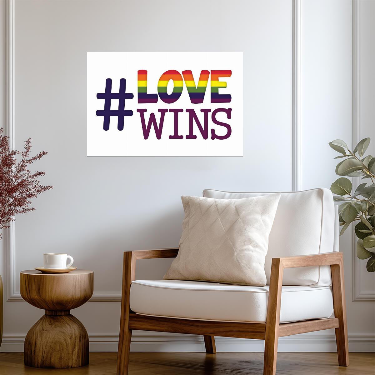 #LoveWins Rainbow Hashtag | Pride & Equality Poster | LGBTQ+ Activism Art - Type & Quotes Poster