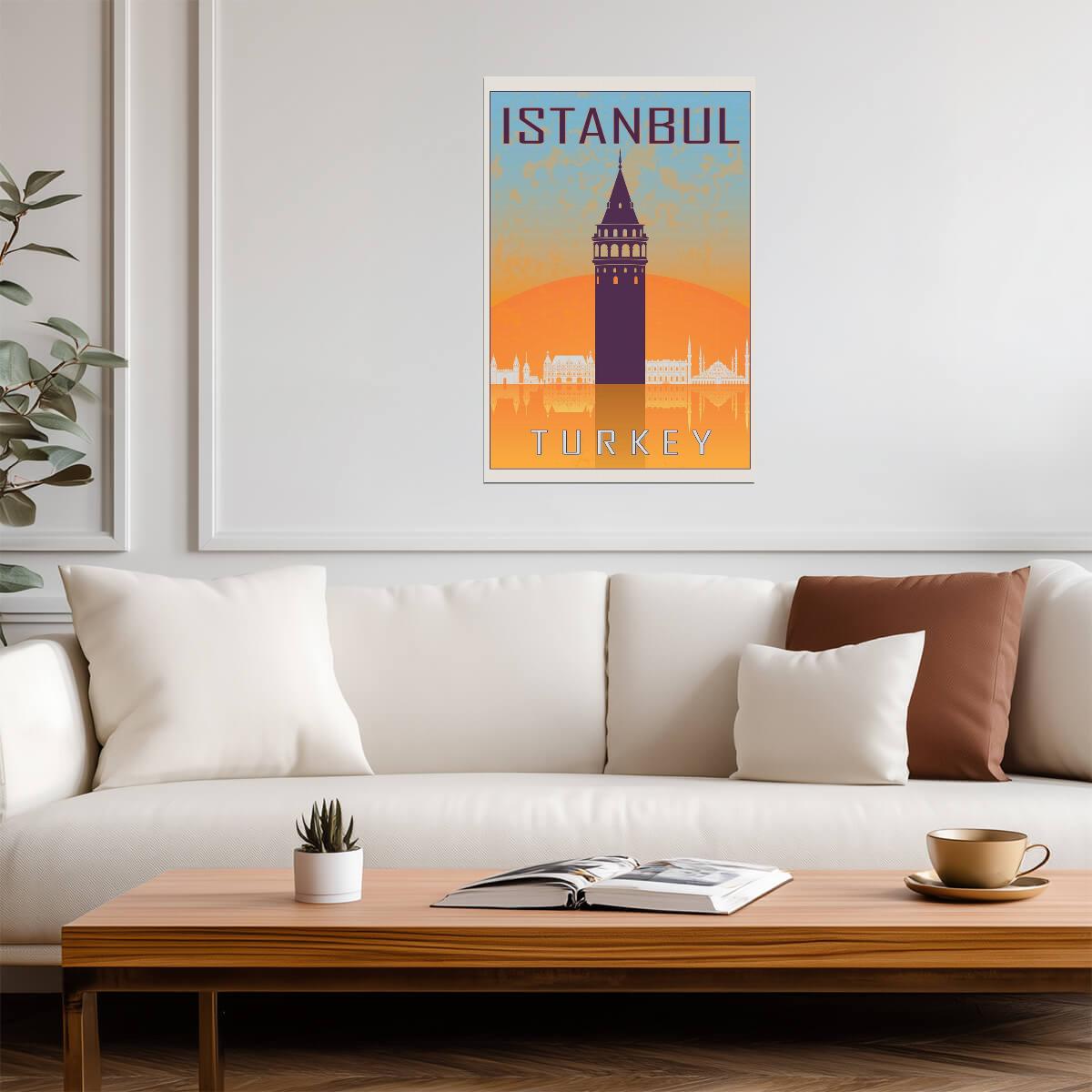 Istanbul, Turkey | Retro Travel Poster | Vintage Landmark Collage Art - Vintage & Retro Poster