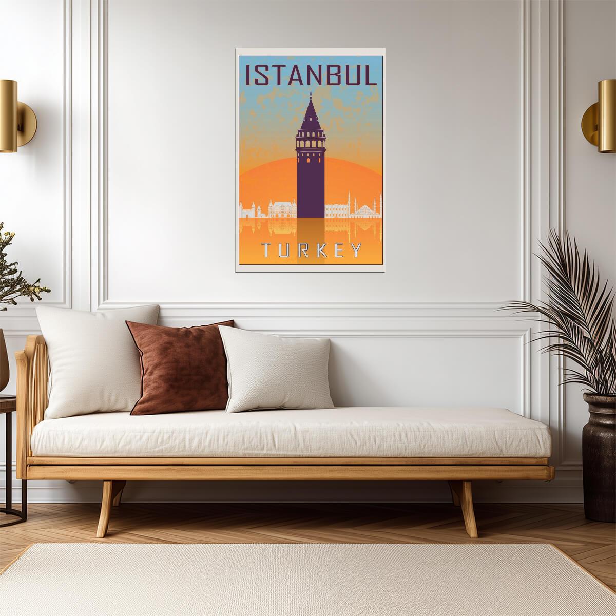 Istanbul, Turkey | Retro Travel Poster | Vintage Landmark Collage Art - Vintage & Retro Poster