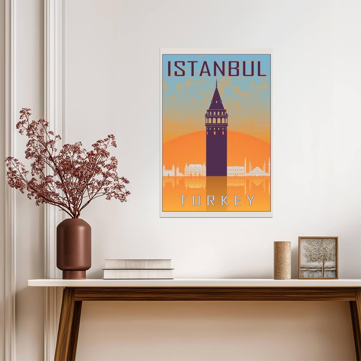 Istanbul, Turkey | Retro Travel Poster | Vintage Landmark Collage Art - Vintage & Retro Poster