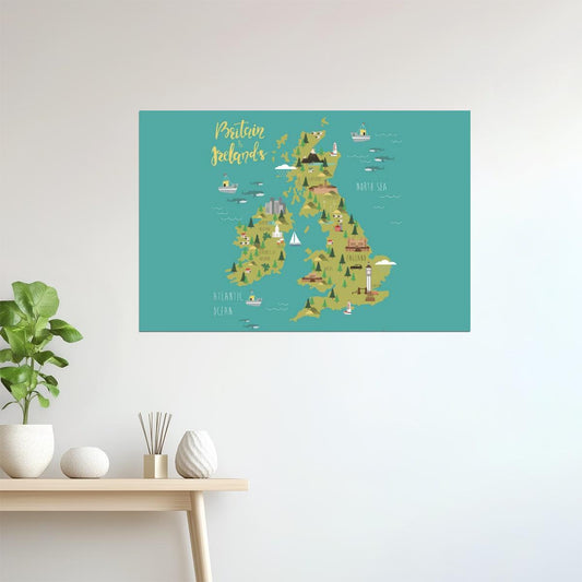 Britain and Ireland Map | Illustrated Map of the UK and Ireland Poster
