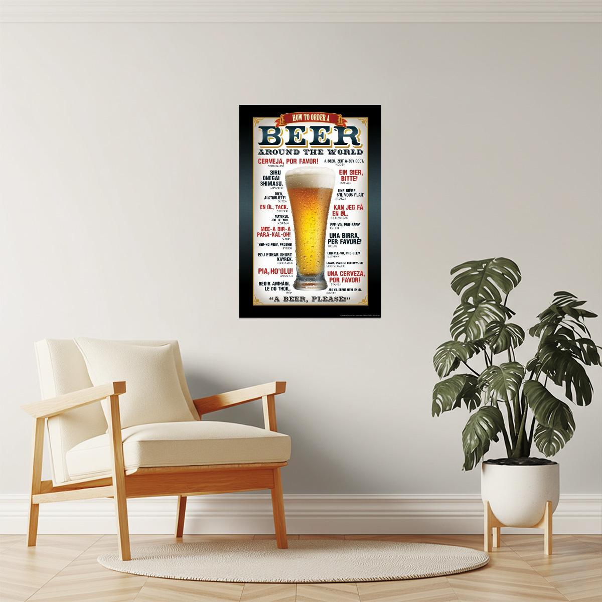 How to Order Beer Around the World Poster | Informational Chart | Bar Wall Decor