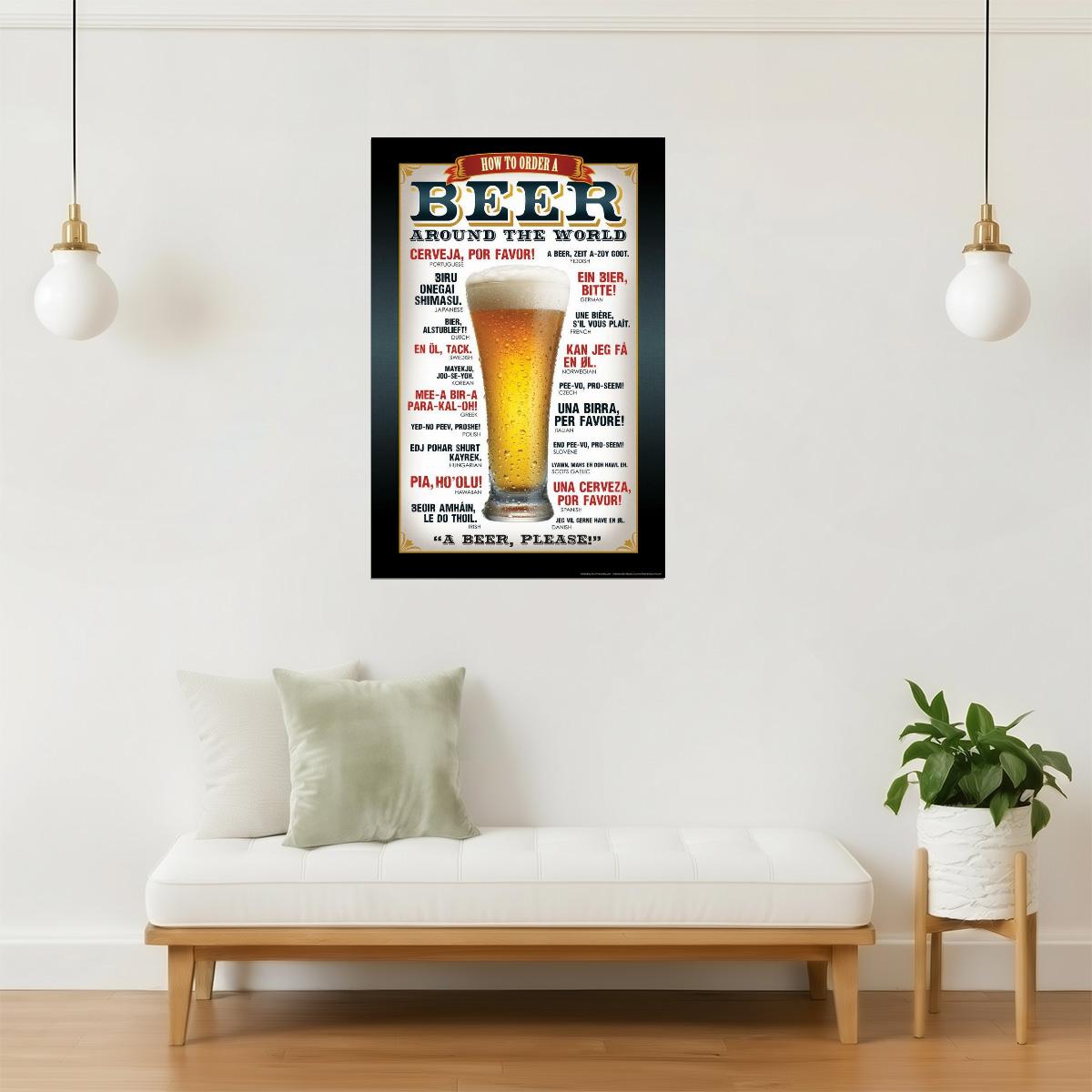 How to Order Beer Around the World Poster | Informational Chart | Bar Wall Decor