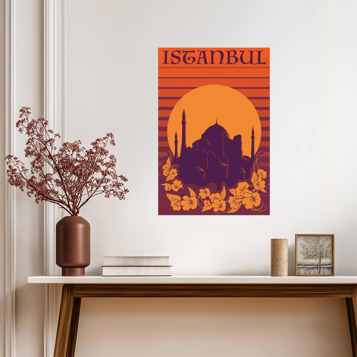 Istanbul, Hagia Sophia | Orange Retro Travel Poster | Vintage Turkish Landmark Art - Vintage & Retro Poster