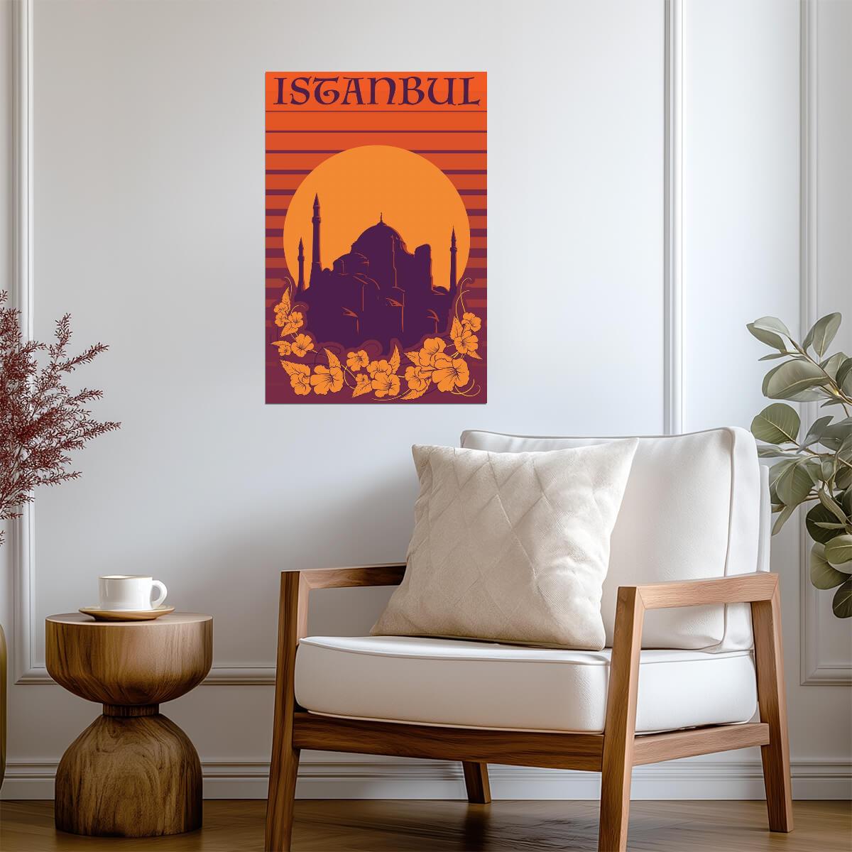 Istanbul, Hagia Sophia | Orange Retro Travel Poster | Vintage Turkish Landmark Art - Vintage & Retro Poster