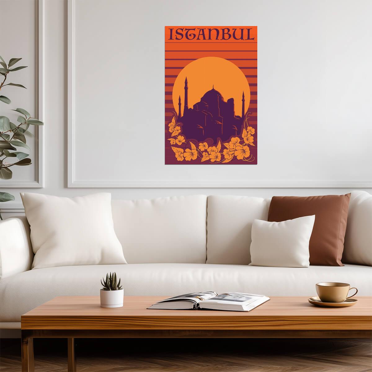 Istanbul, Hagia Sophia | Orange Retro Travel Poster | Vintage Turkish Landmark Art - Vintage & Retro Poster