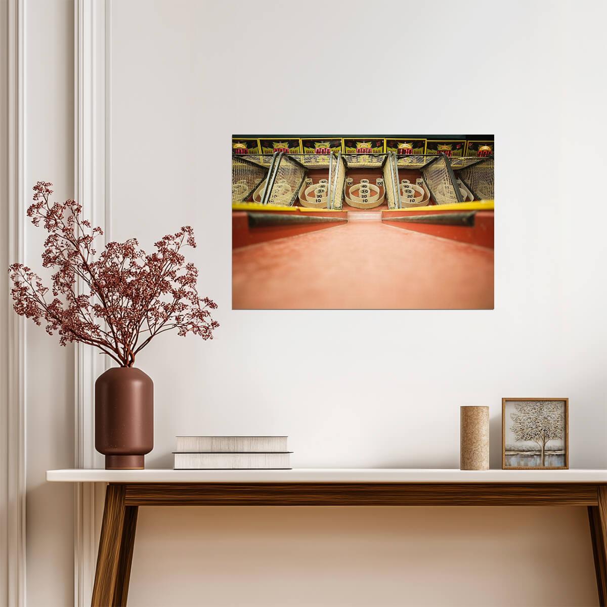 Vintage Skee-Ball Arcade | Retro Game Room Photography | Nostalgic Wall Art Poster - Photography Poster