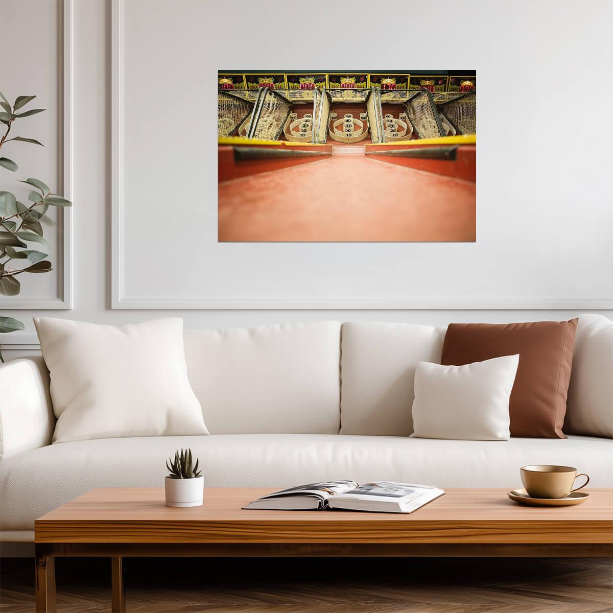 Vintage Skee-Ball Arcade | Retro Game Room Photography | Nostalgic Wall Art Poster - Photography Poster