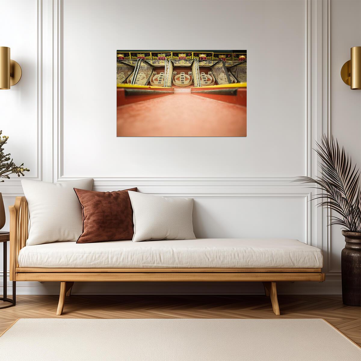 Vintage Skee-Ball Arcade | Retro Game Room Photography | Nostalgic Wall Art Poster - Photography Poster