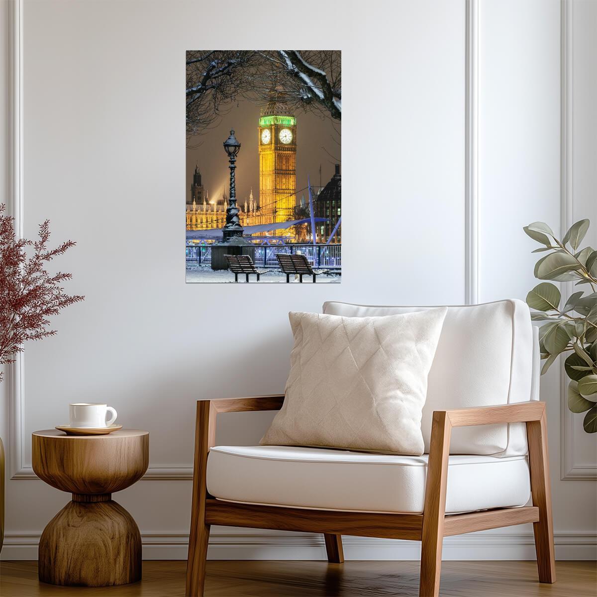 Big Ben in the Snow at Christmas | London England Photography | UK Winter Landmark Poster - Photography Poster