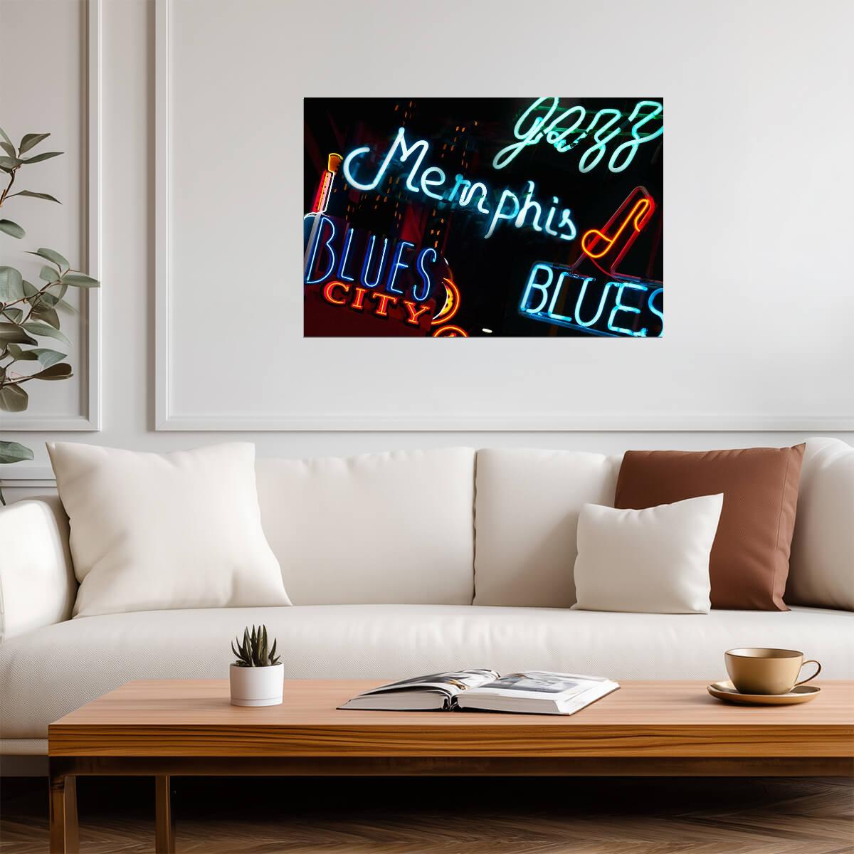 Beale Street Neon Signs Photo | Memphis, Tennessee | City Nightlife Poster - Type & Quotes Poster