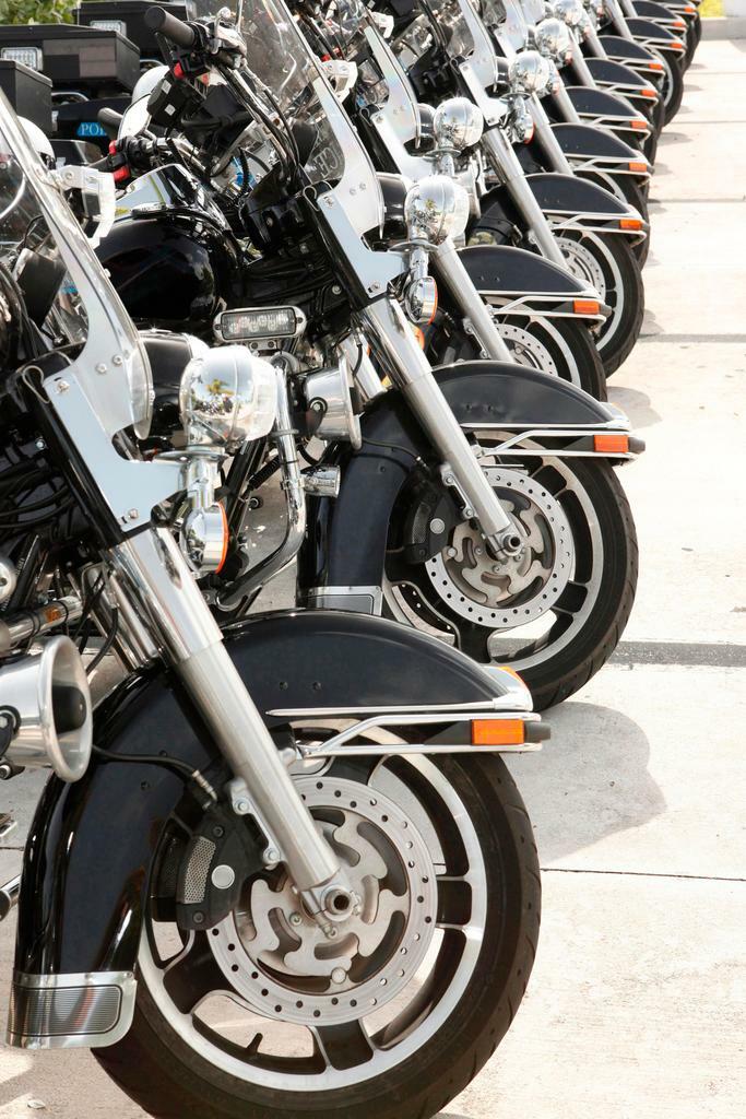 Police Motorcycles Lined Up in a Row | Law Enforcement Photography Poster - Cars Poster