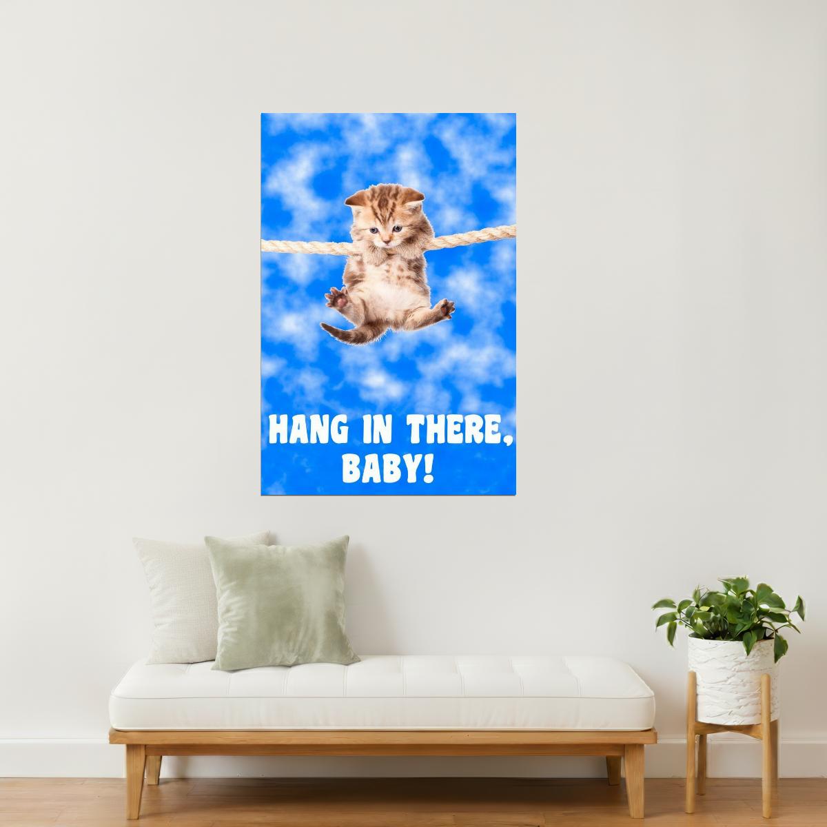 Hang in There, Baby | Retro Cat Motivational Poster