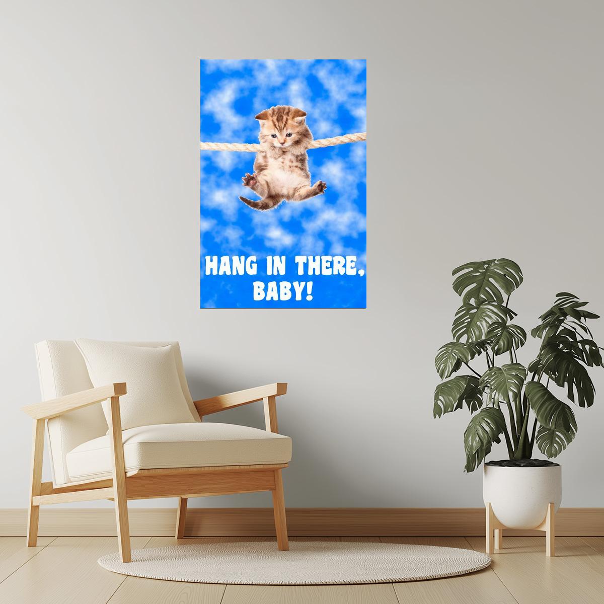 Hang in There, Baby | Retro Cat Motivational Poster