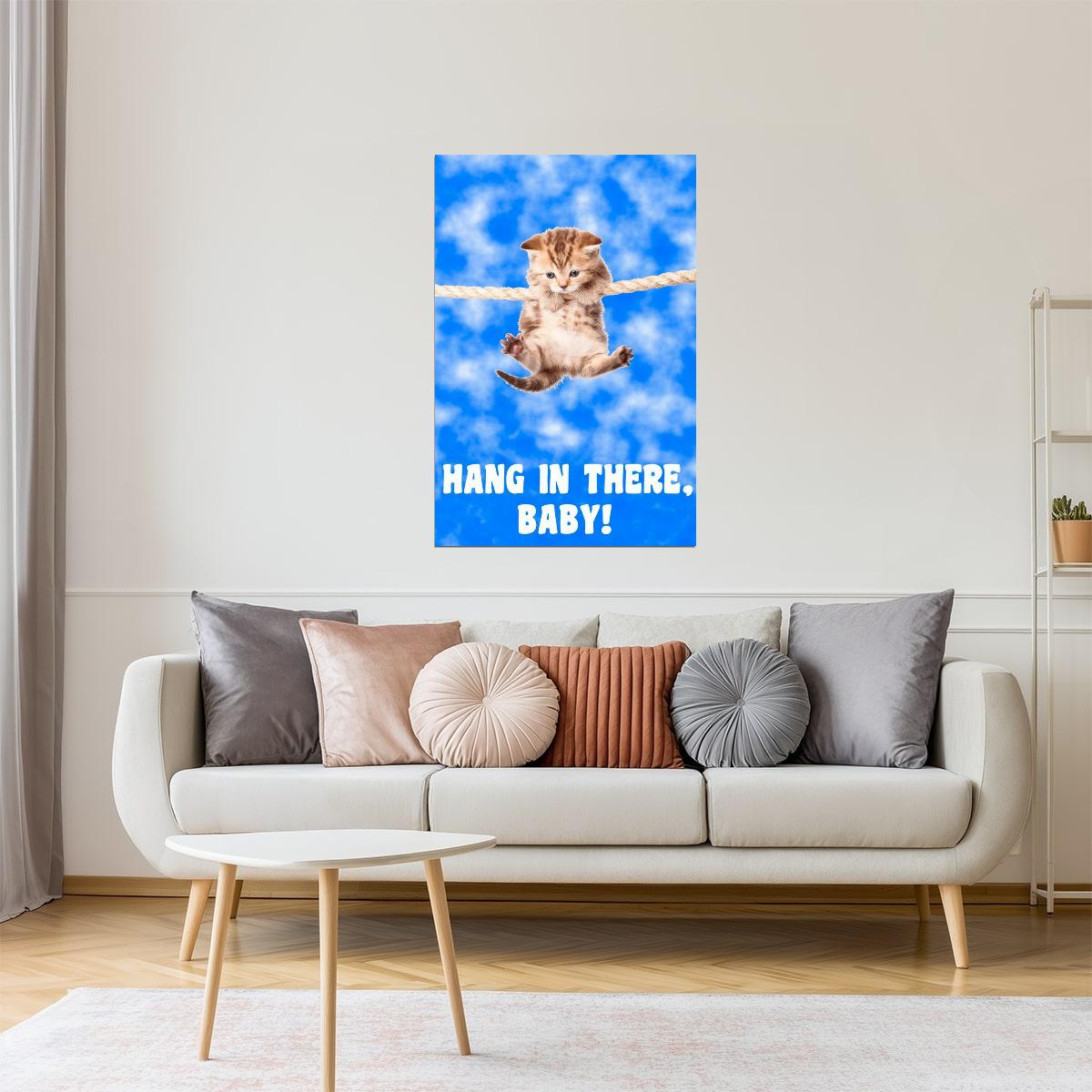 Hang in There, Baby | Retro Cat Motivational Poster