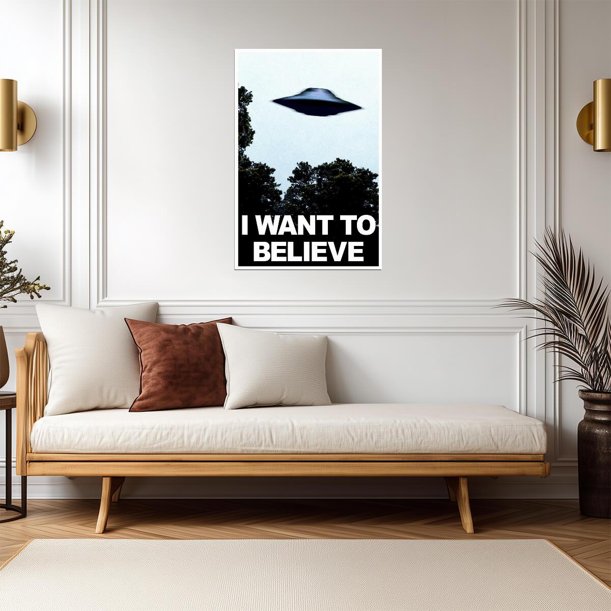"I Want To Believe" UFO | Alien Conspiracy Poster | Sci-Fi Wall Art