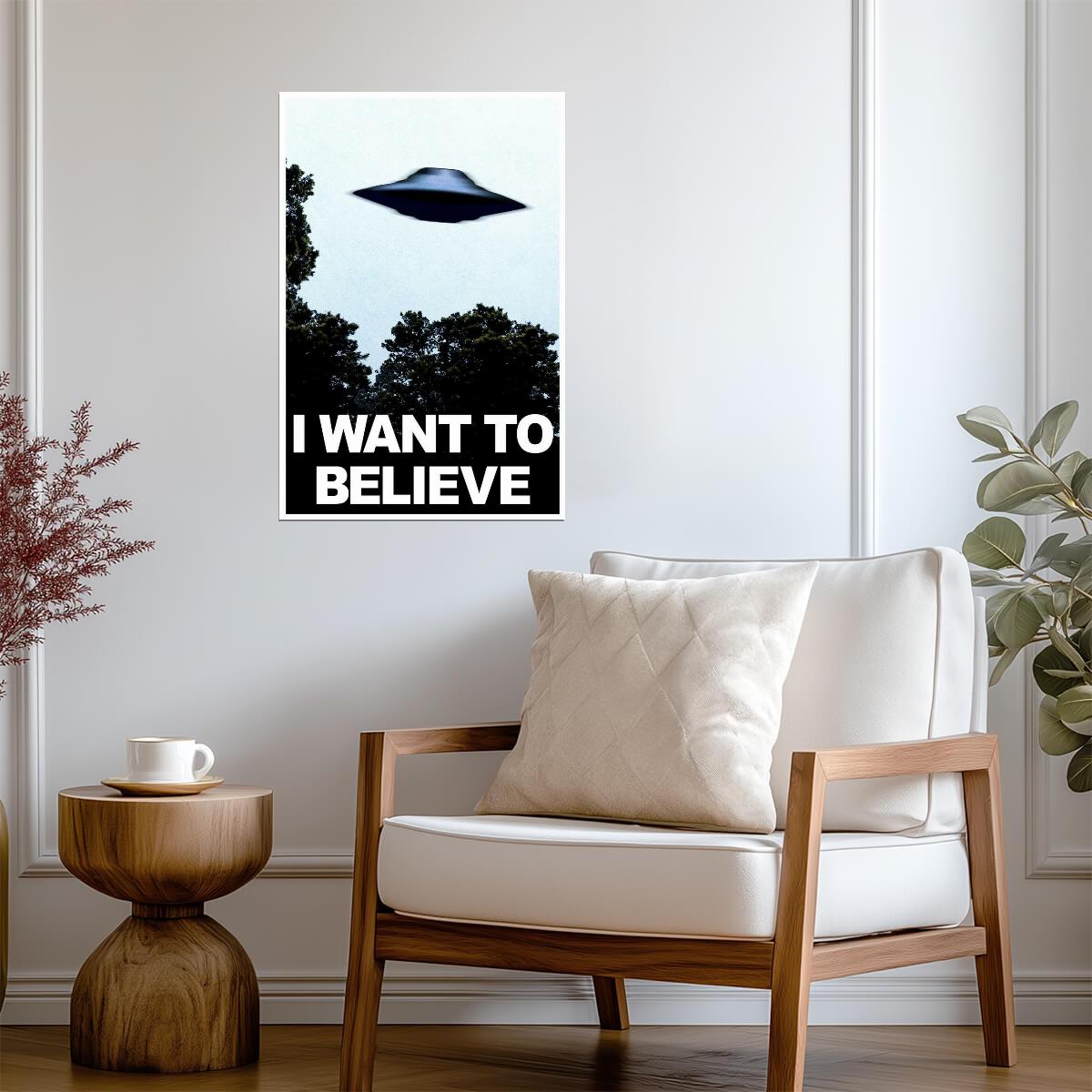 "I Want To Believe" UFO | Alien Conspiracy Poster | Sci-Fi Wall Art