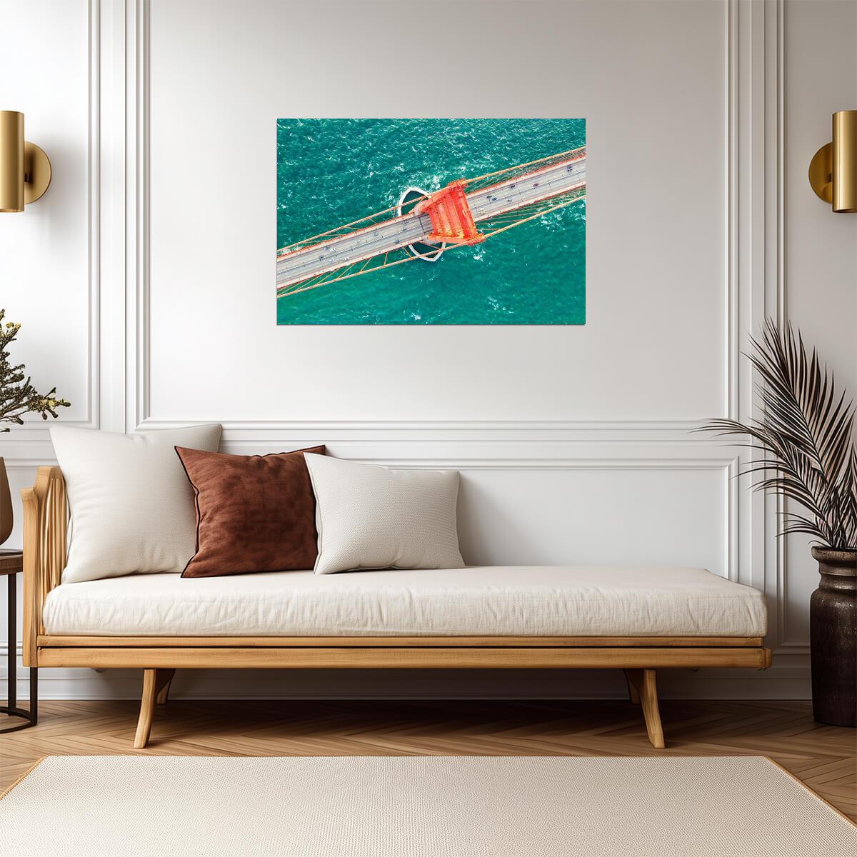 Aerial Shot of the Golden Gate Bridge | San Francisco Photography | California Landmark Poster - Photography Poster