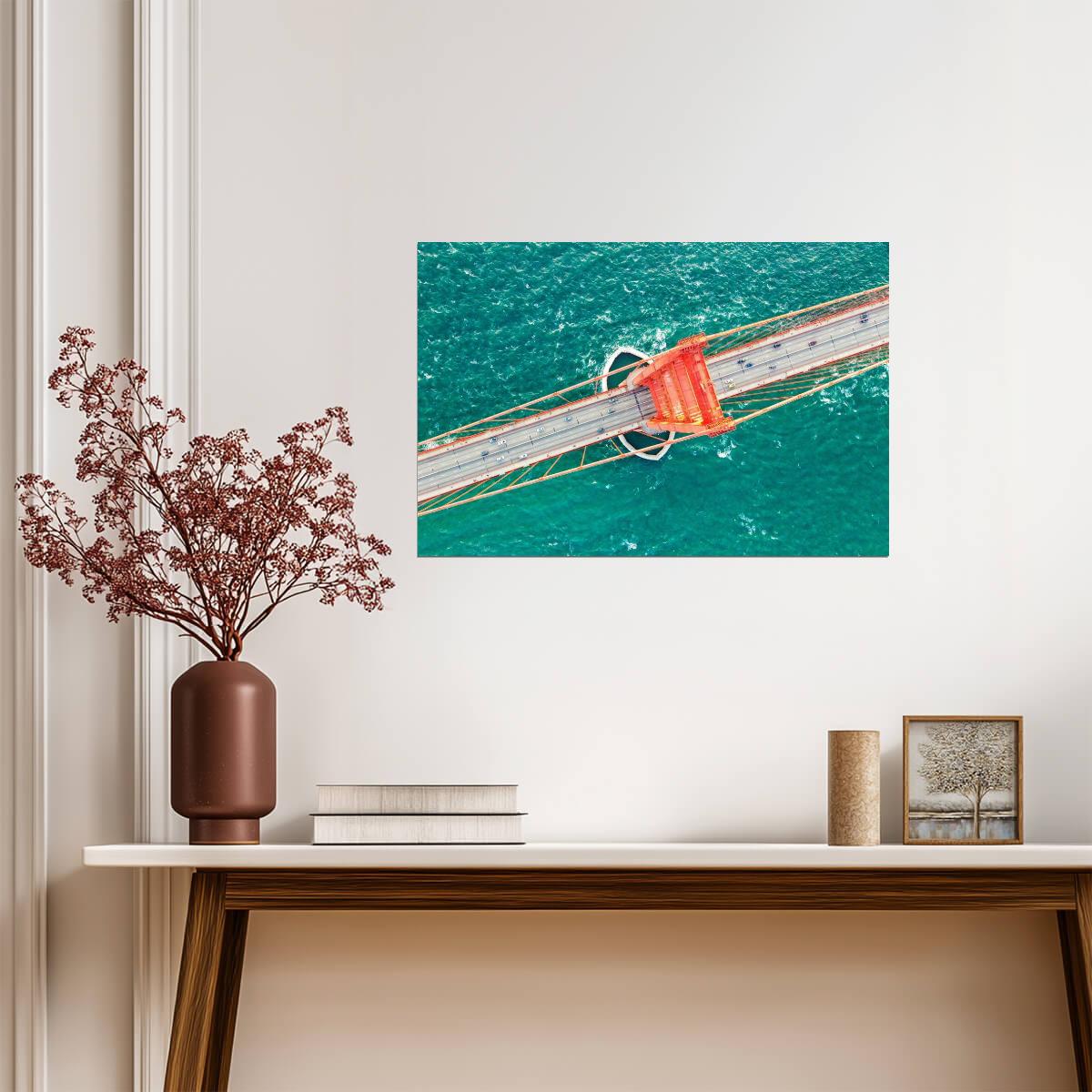 Aerial Shot of the Golden Gate Bridge | San Francisco Photography | California Landmark Poster - Photography Poster