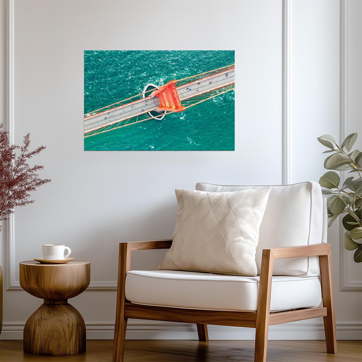Aerial Shot of the Golden Gate Bridge | San Francisco Photography | California Landmark Poster - Photography Poster