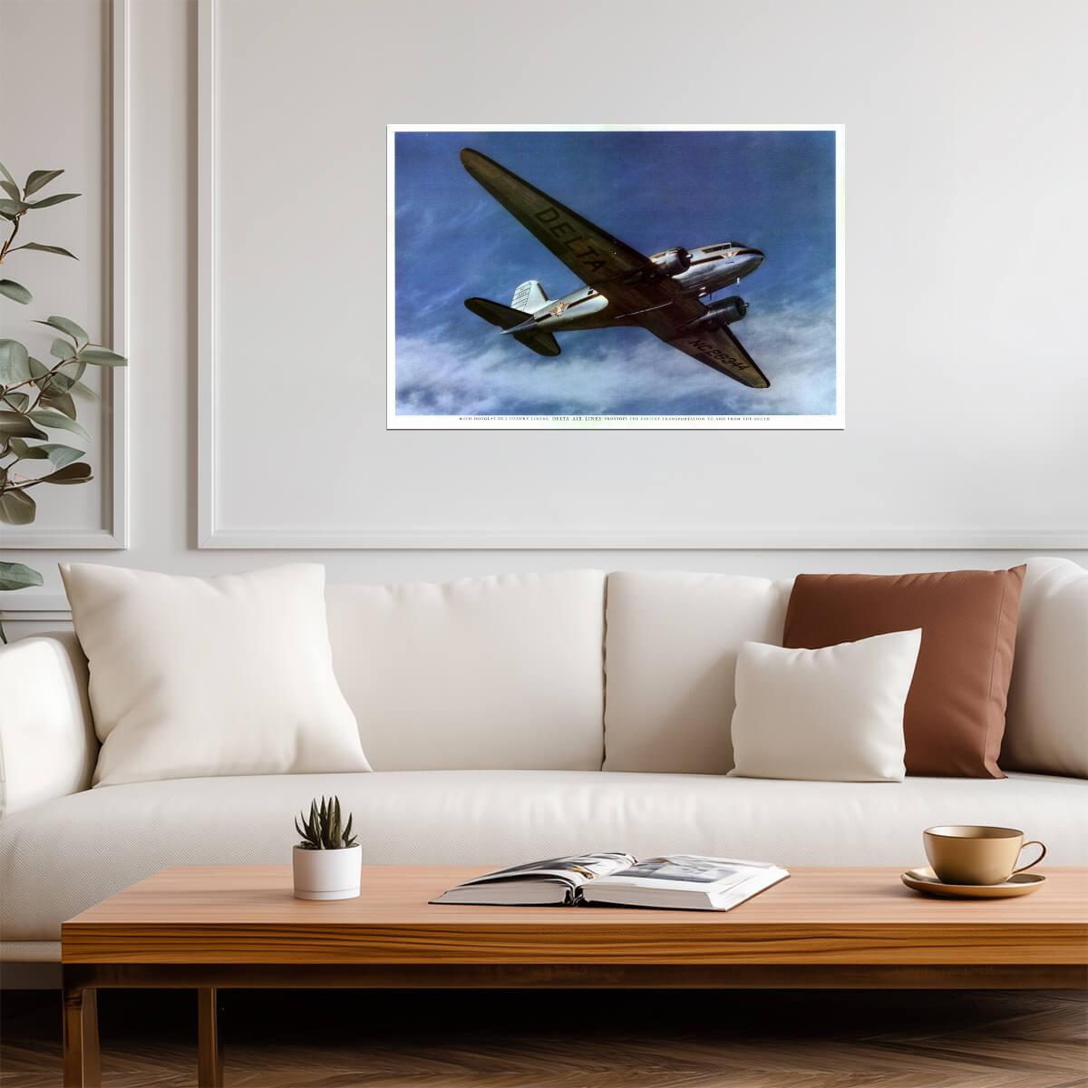 Delta Air Lines | Douglas Luxury Liners | Vintage Travel Poster - Vintage & Retro Poster