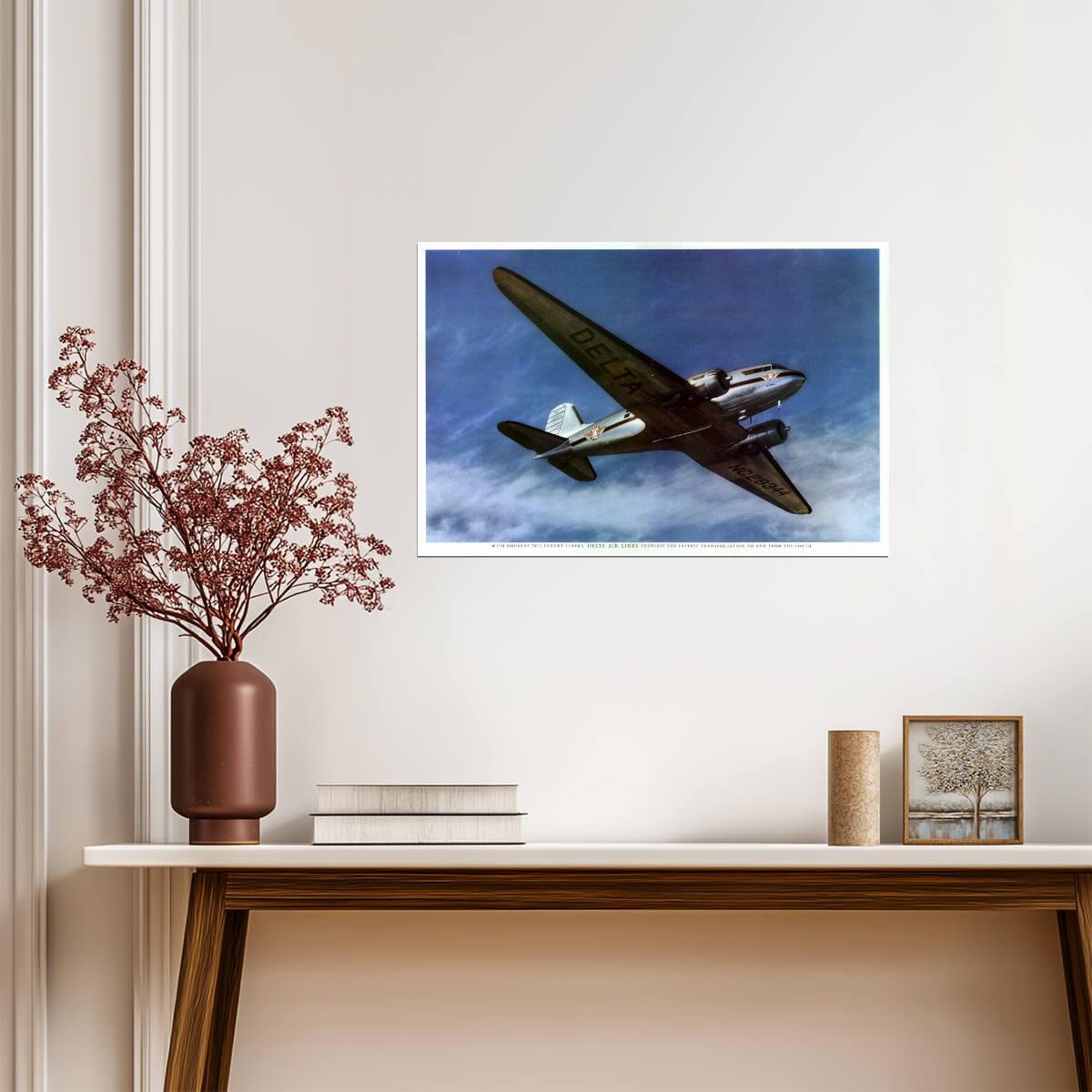 Delta Air Lines | Douglas Luxury Liners | Vintage Travel Poster - Vintage & Retro Poster