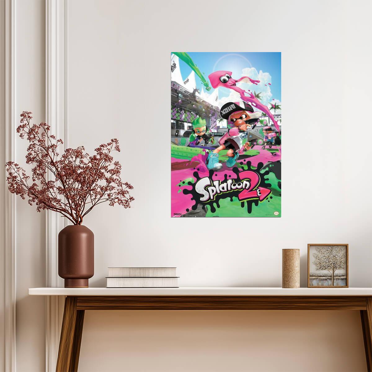 Splatoon 2 | Nintendo Game Poster | Colorful Inkling Wall Art