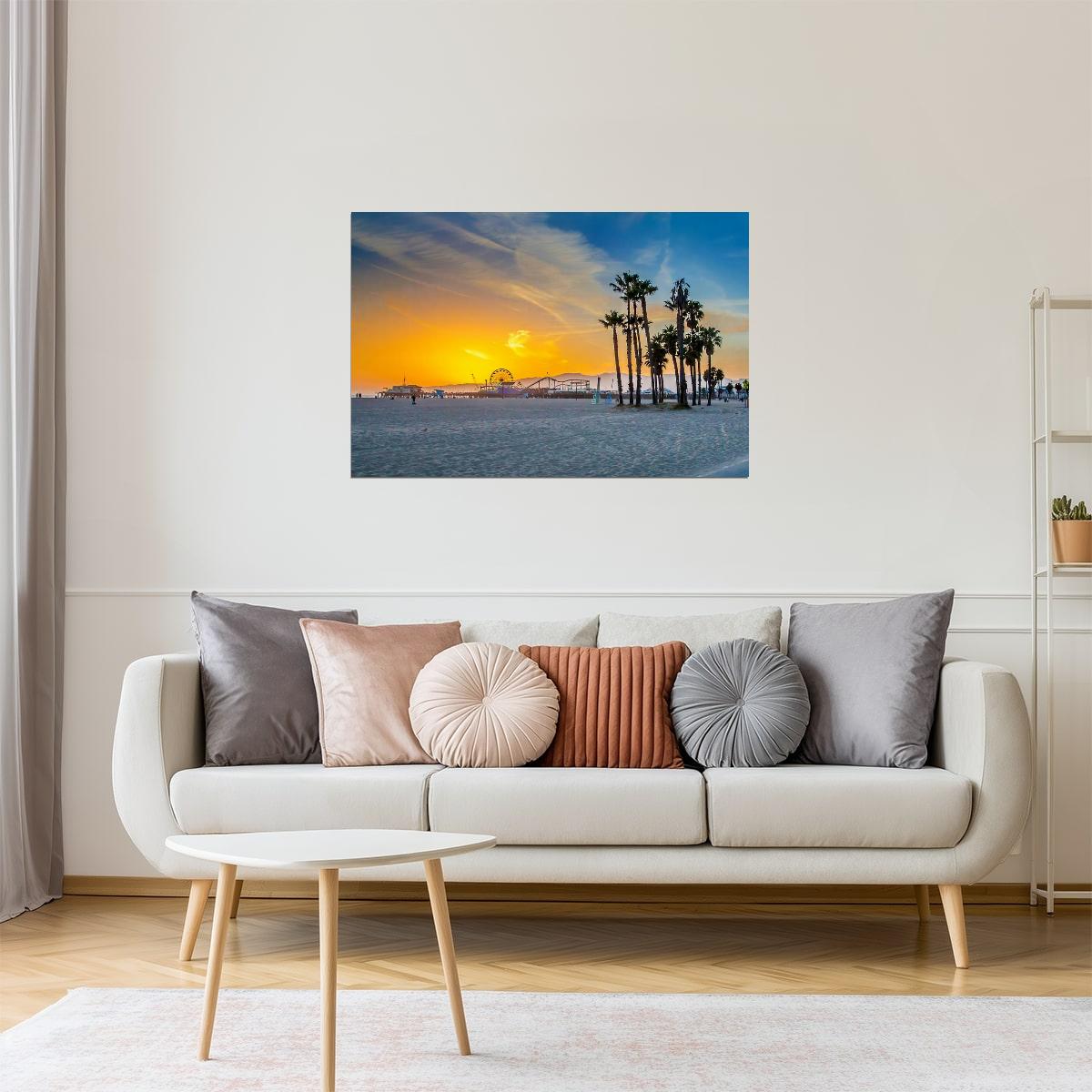 Venice Beach Ferris Wheel Sunset Poster | California Photography | Coastal Wall Art