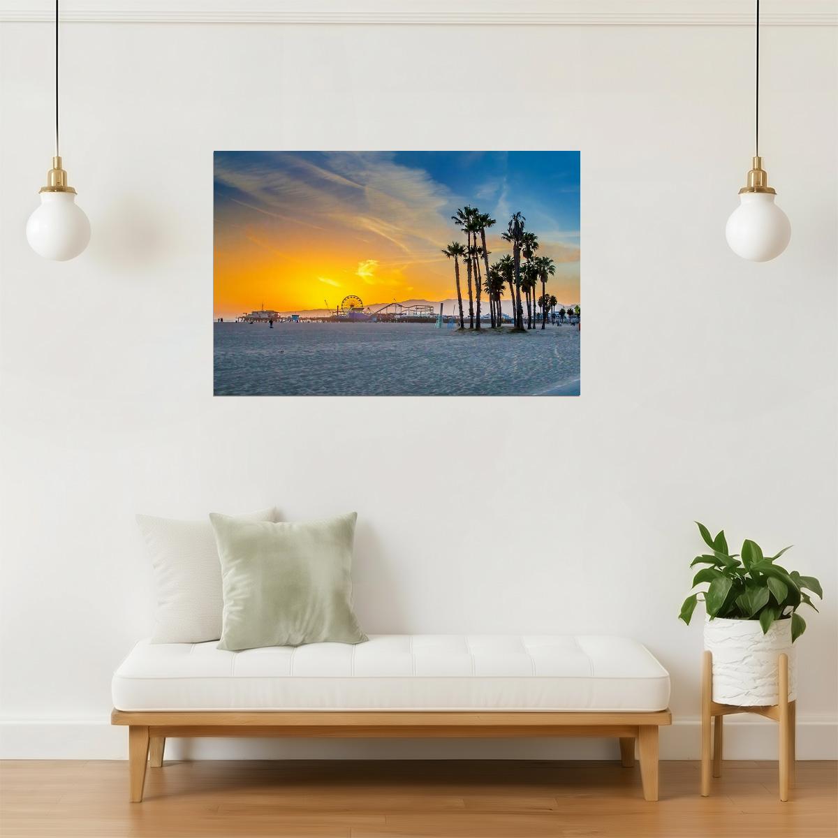 Venice Beach Ferris Wheel Sunset Poster | California Photography | Coastal Wall Art