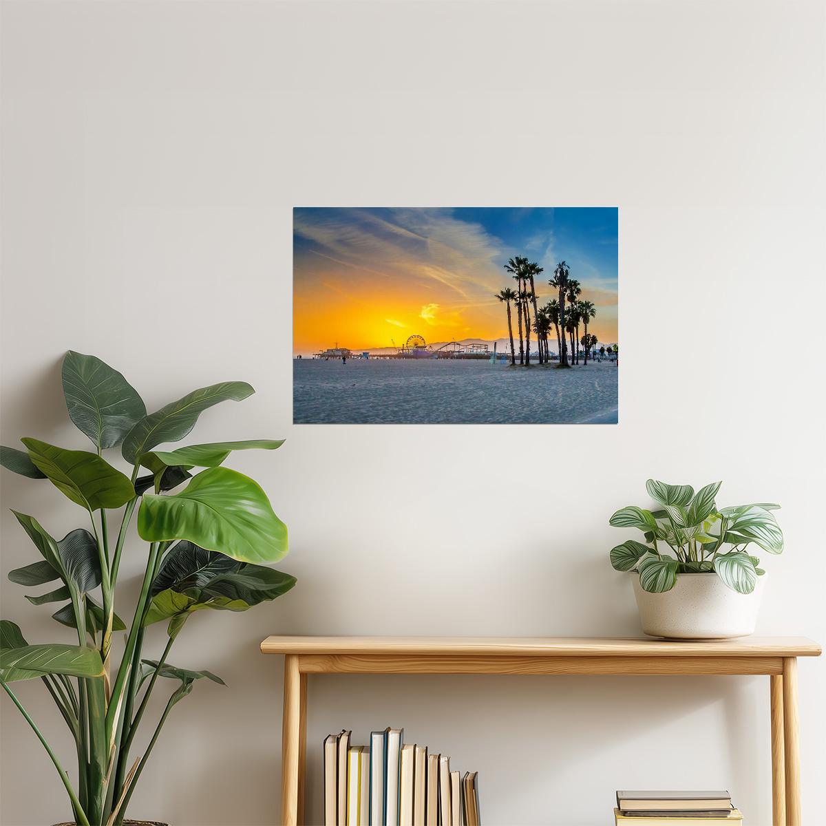 Venice Beach Ferris Wheel Sunset Poster | California Photography | Coastal Wall Art