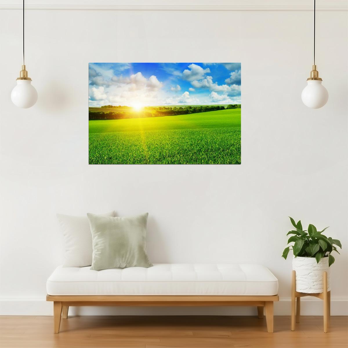 Sunrise Wheat Field Poster | Farm Photography | Rural Landscape Wall Art