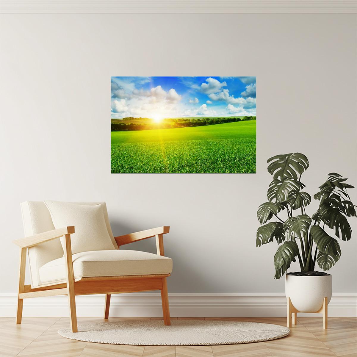 Sunrise Wheat Field Poster | Farm Photography | Rural Landscape Wall Art