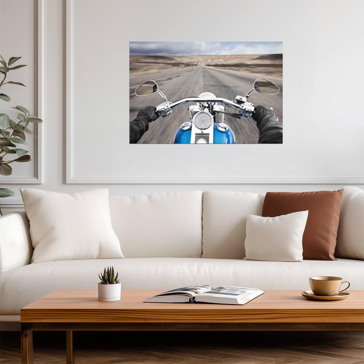 Open Road from a Motorcycle's Perspective | Biker Photography | Adventure Travel Poster - Cars Poster