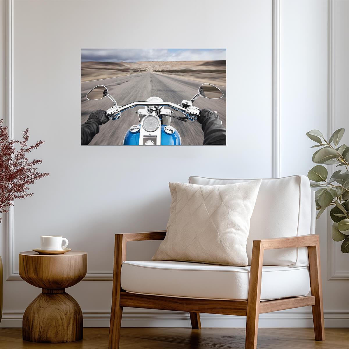 Open Road from a Motorcycle's Perspective | Biker Photography | Adventure Travel Poster - Cars Poster
