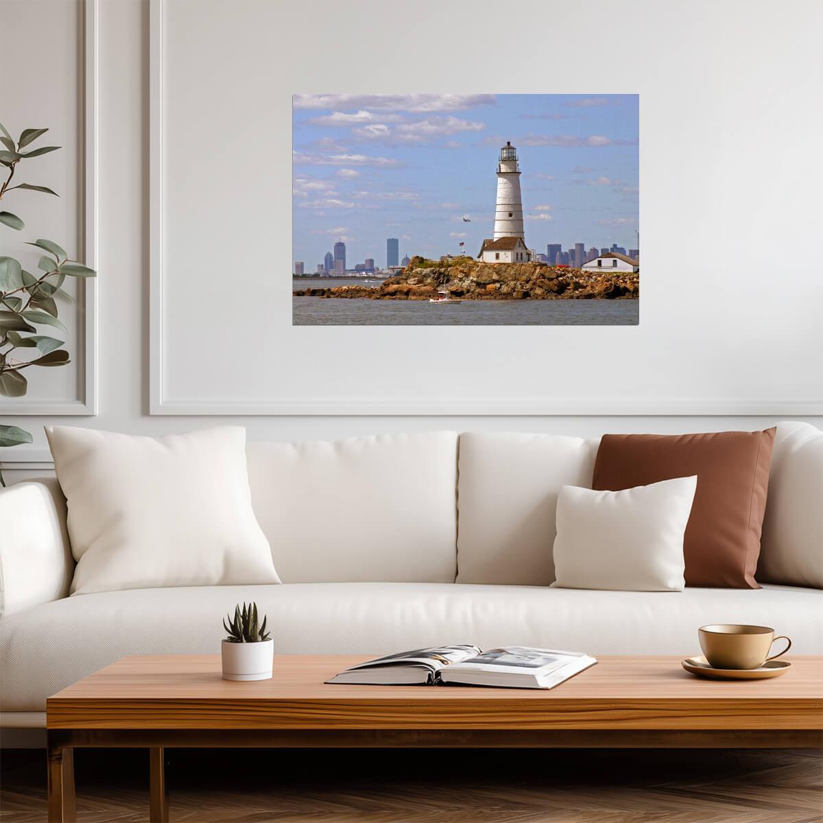 Boston Light Lighthouse on Little Brewster Island | Massachusetts Photography | Nautical Poster - Photography Poster